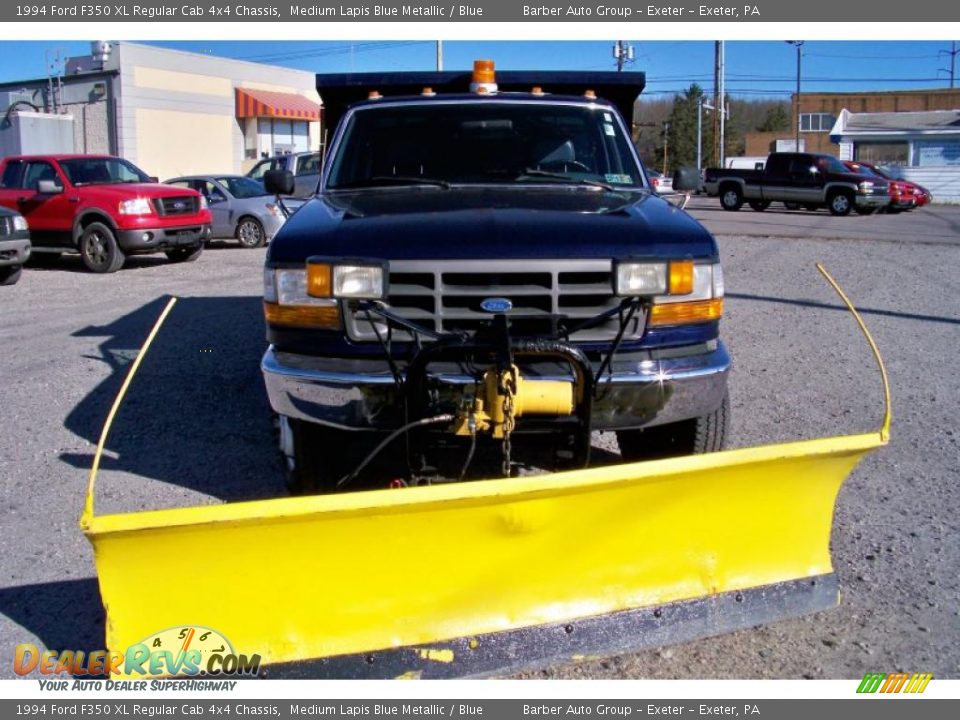 1994 Ford F350 XL Regular Cab 4x4 Chassis Medium Lapis Blue Metallic / Blue Photo #14