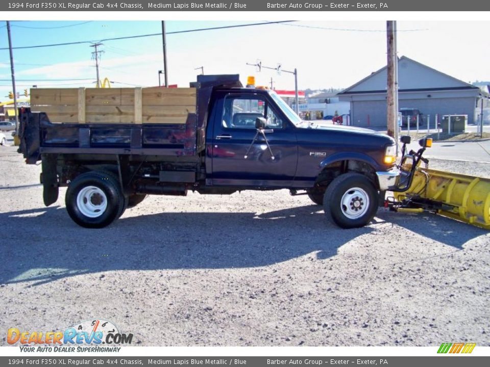 1994 Ford F350 XL Regular Cab 4x4 Chassis Medium Lapis Blue Metallic / Blue Photo #16