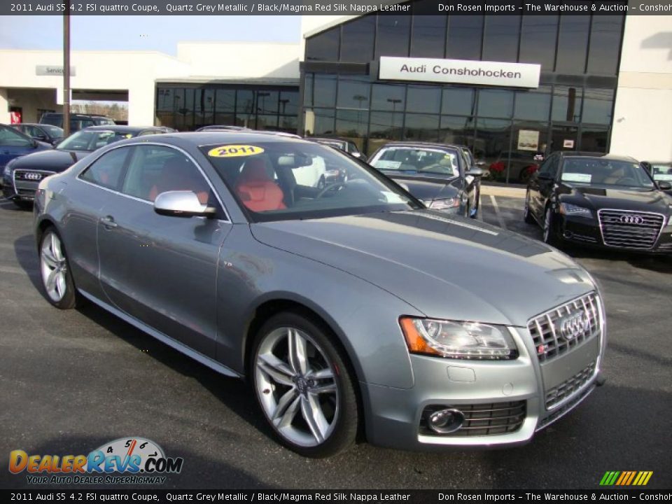 2011 Audi S5 4.2 FSI quattro Coupe Quartz Grey Metallic / Black/Magma Red Silk Nappa Leather Photo #4