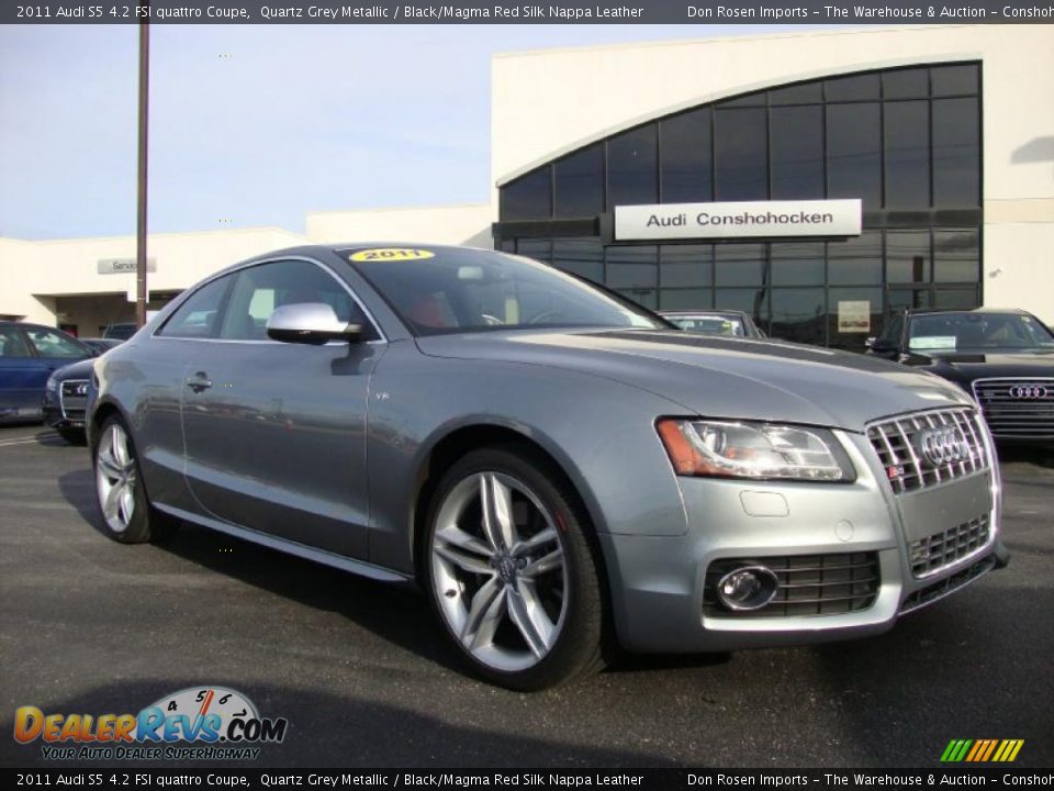 2011 Audi S5 4.2 FSI quattro Coupe Quartz Grey Metallic / Black/Magma Red Silk Nappa Leather Photo #5