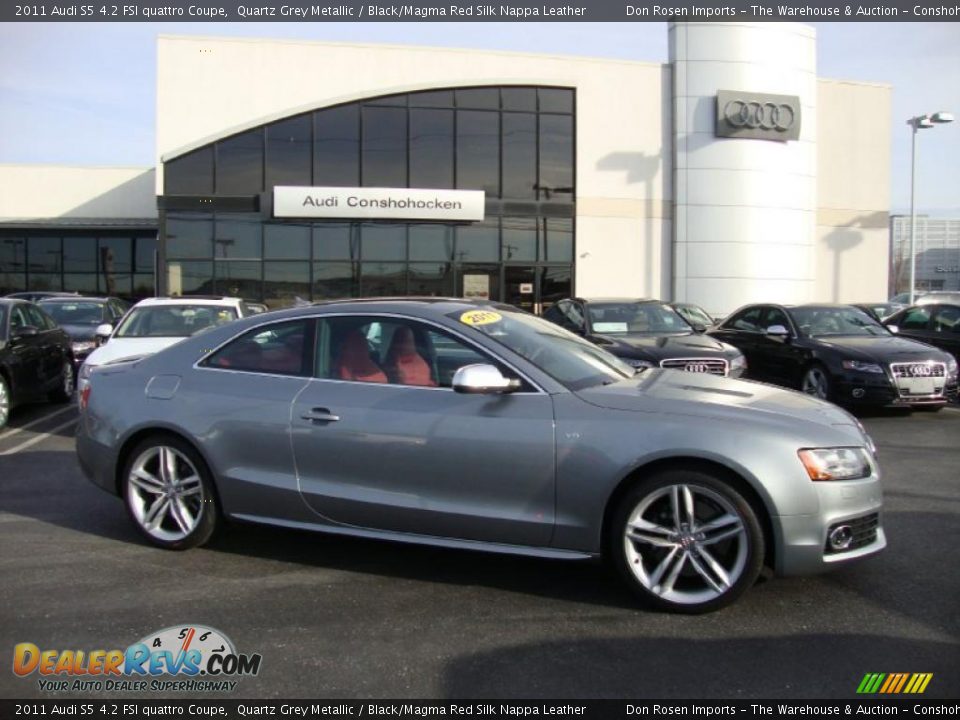 2011 Audi S5 4.2 FSI quattro Coupe Quartz Grey Metallic / Black/Magma Red Silk Nappa Leather Photo #6
