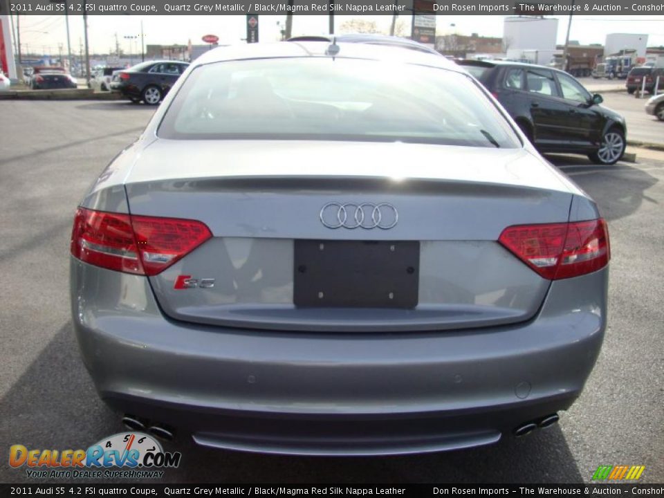 2011 Audi S5 4.2 FSI quattro Coupe Quartz Grey Metallic / Black/Magma Red Silk Nappa Leather Photo #8