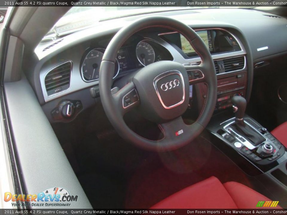 2011 Audi S5 4.2 FSI quattro Coupe Quartz Grey Metallic / Black/Magma Red Silk Nappa Leather Photo #11