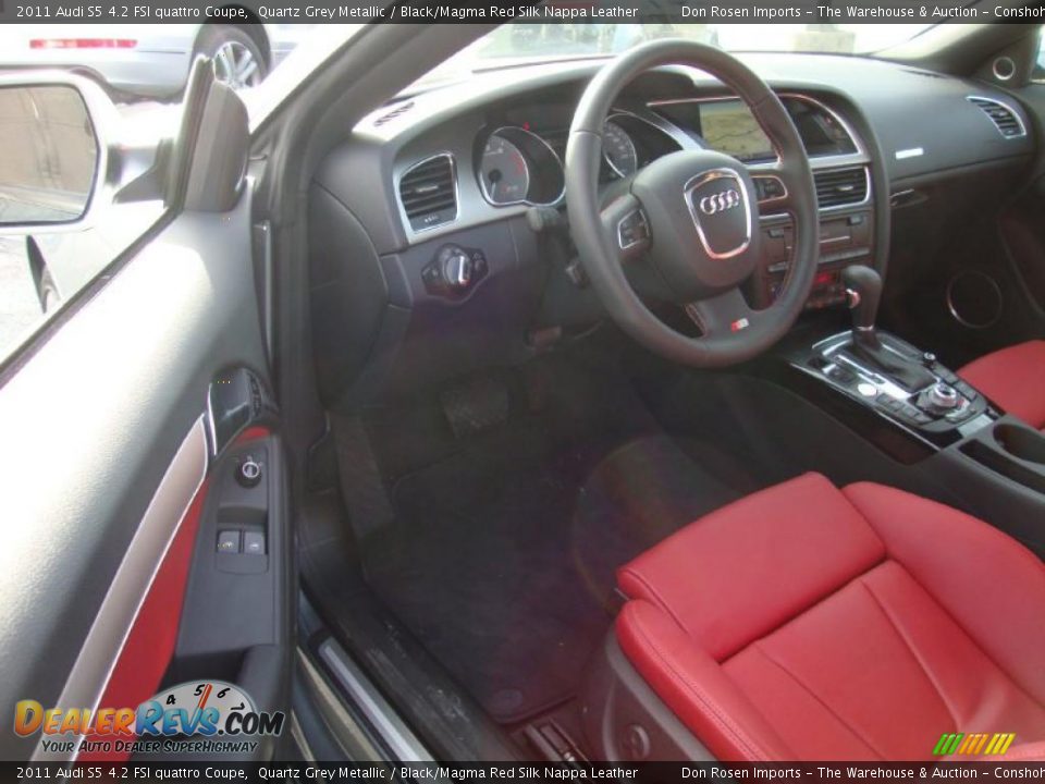 Black/Magma Red Silk Nappa Leather Interior - 2011 Audi S5 4.2 FSI quattro Coupe Photo #12