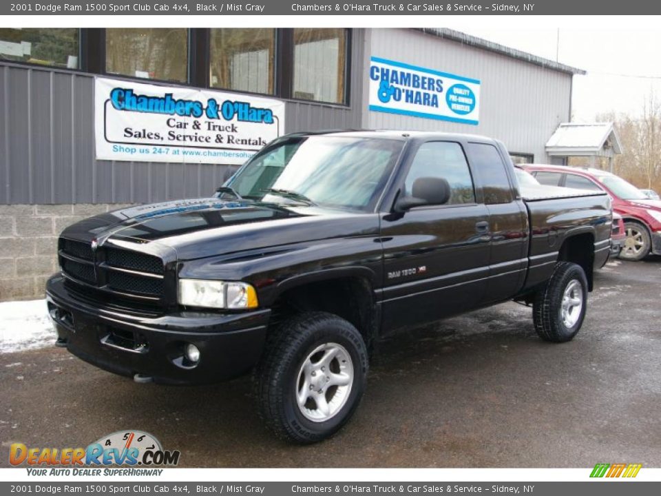 2001 Dodge Ram 1500 Sport Club Cab 4x4 Black / Mist Gray Photo #1