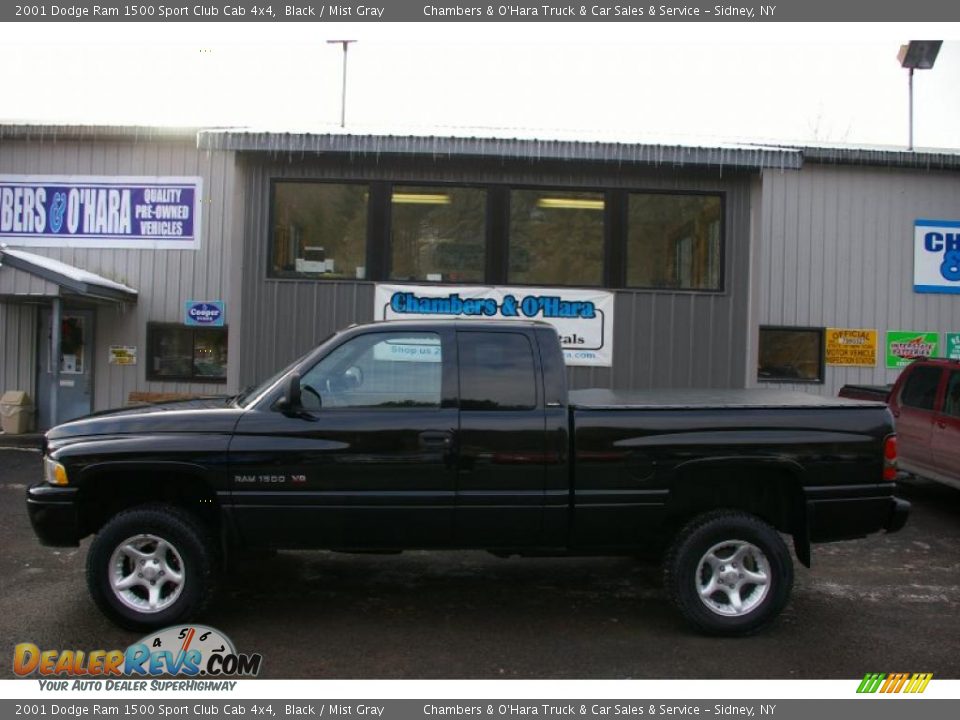 2001 Dodge Ram 1500 Sport Club Cab 4x4 Black / Mist Gray Photo #2