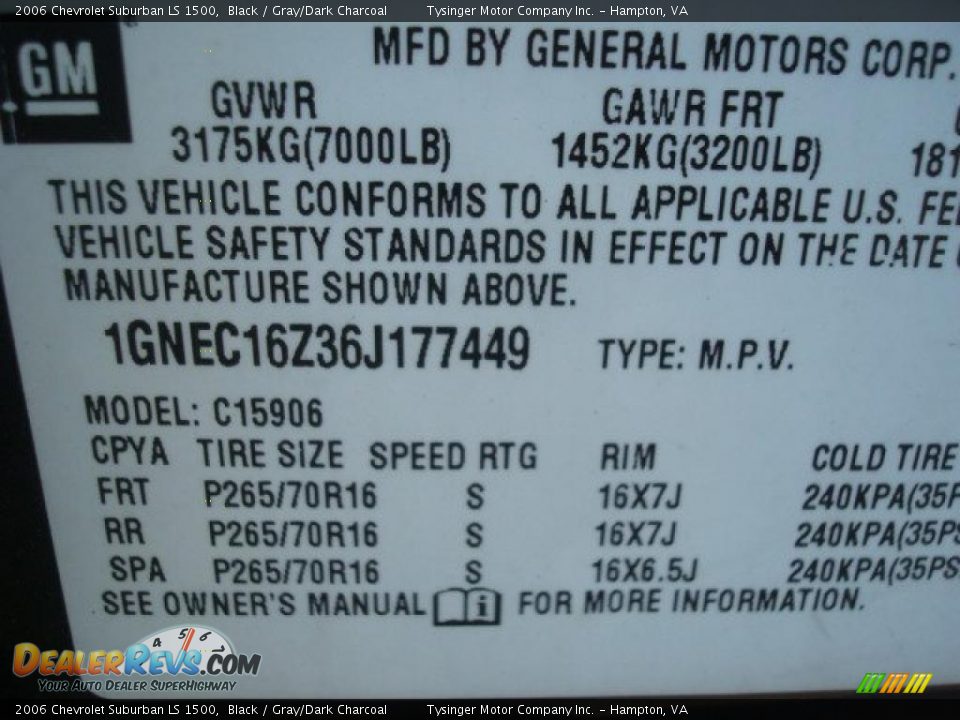 2006 Chevrolet Suburban LS 1500 Black / Gray/Dark Charcoal Photo #22