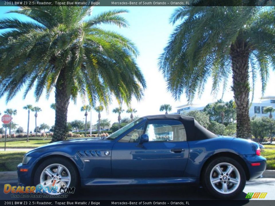 2001 BMW Z3 2.5i Roadster Topaz Blue Metallic / Beige Photo #1