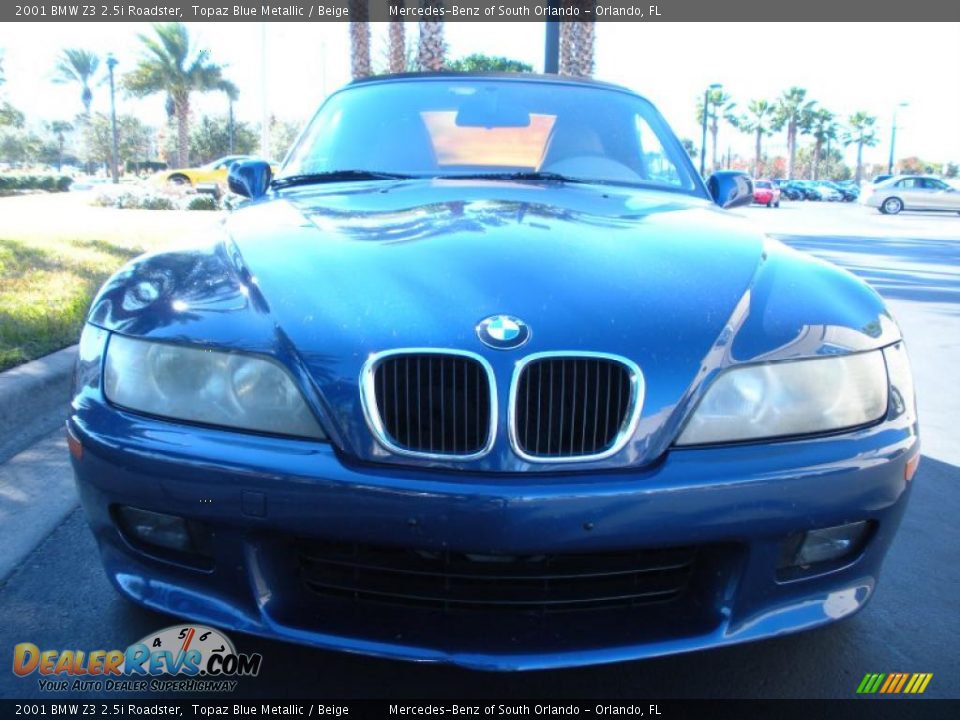 2001 BMW Z3 2.5i Roadster Topaz Blue Metallic / Beige Photo #3