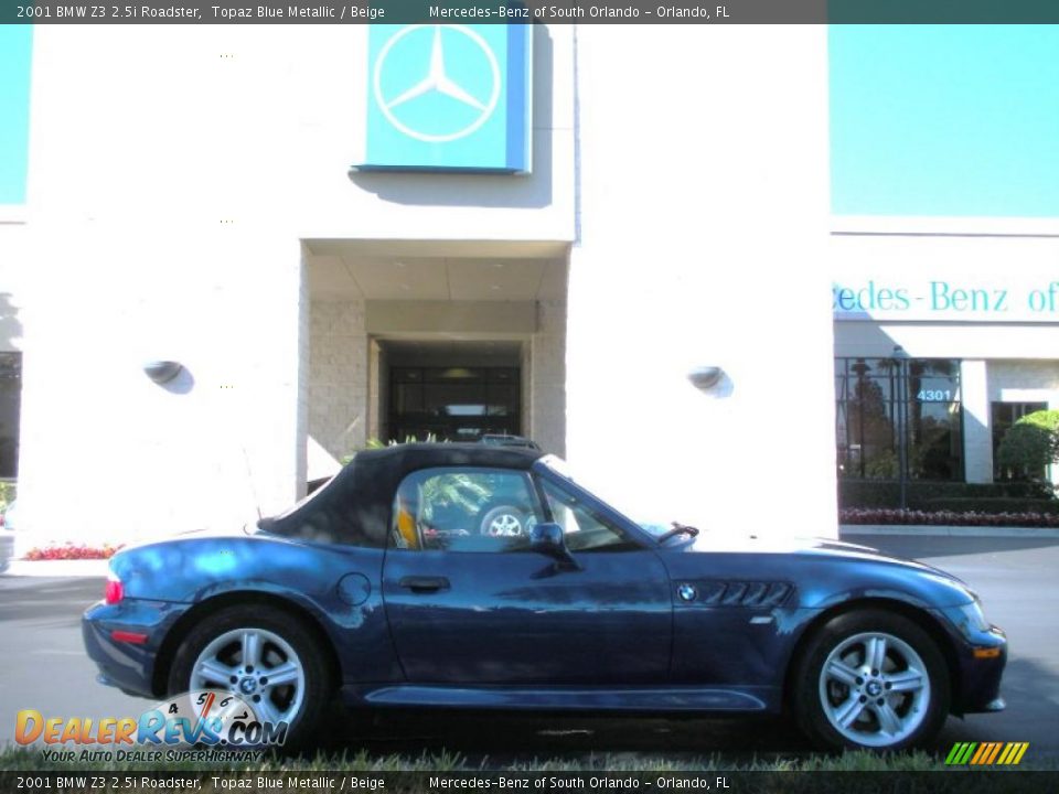 2001 BMW Z3 2.5i Roadster Topaz Blue Metallic / Beige Photo #5