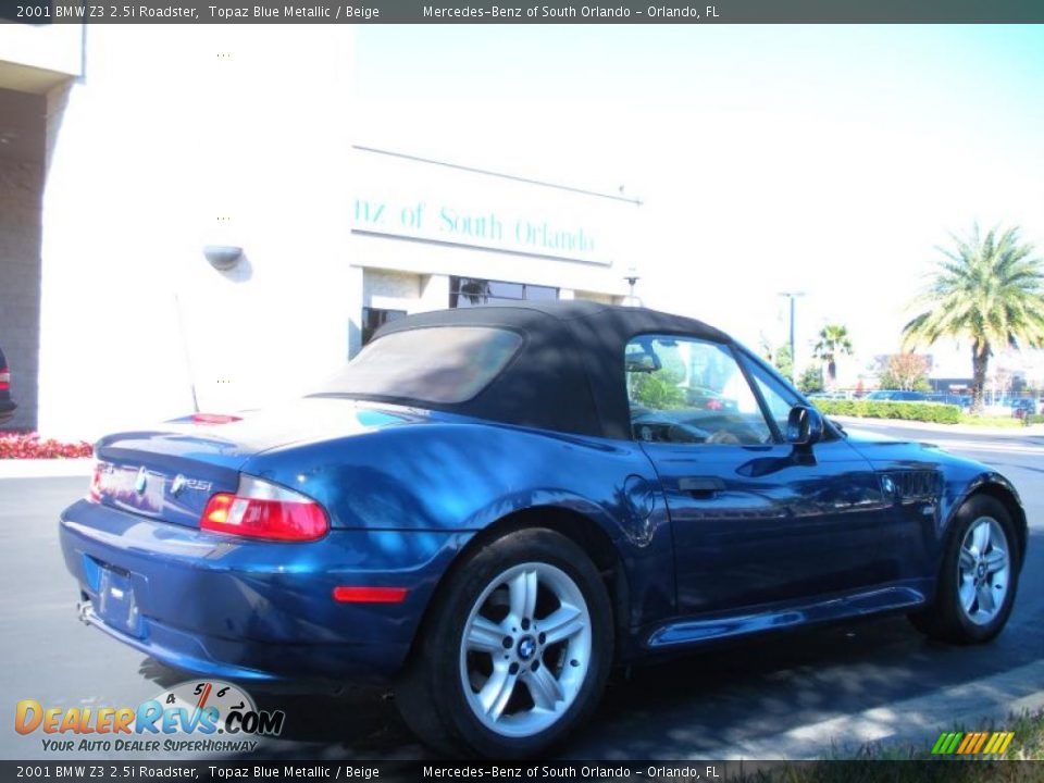2001 BMW Z3 2.5i Roadster Topaz Blue Metallic / Beige Photo #6