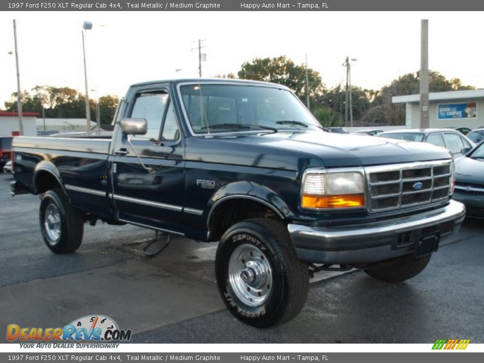1997 Ford F250 XLT Regular Cab 4x4 Teal Metallic / Medium Graphite Photo #2