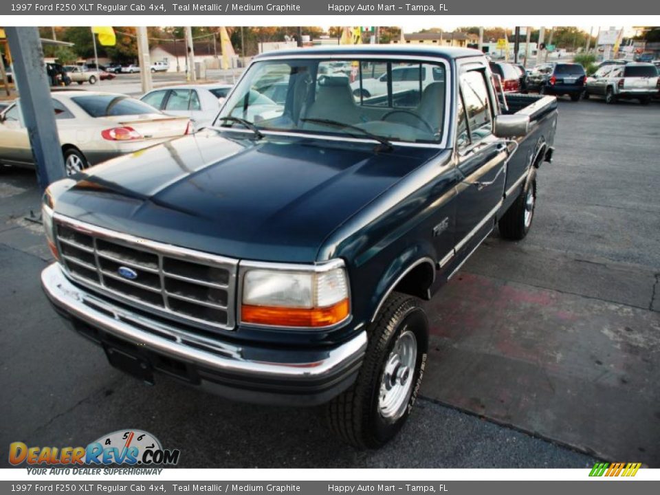 1997 Ford F250 XLT Regular Cab 4x4 Teal Metallic / Medium Graphite Photo #4
