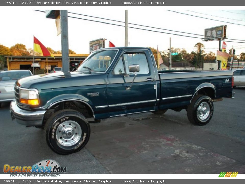 1997 Ford F250 XLT Regular Cab 4x4 Teal Metallic / Medium Graphite Photo #5