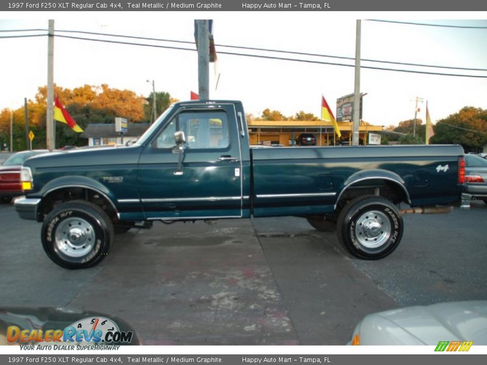 1997 Ford F250 XLT Regular Cab 4x4 Teal Metallic / Medium Graphite Photo #6