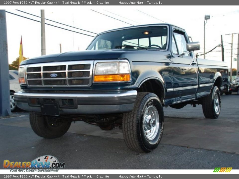 1997 Ford F250 XLT Regular Cab 4x4 Teal Metallic / Medium Graphite Photo #9