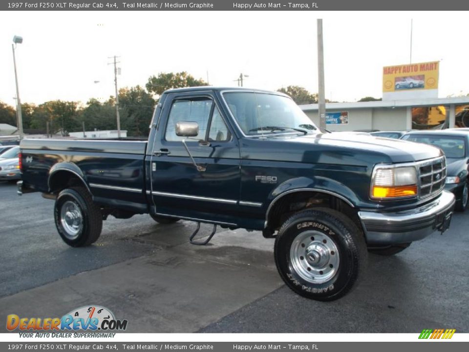 1997 Ford F250 XLT Regular Cab 4x4 Teal Metallic / Medium Graphite Photo #12