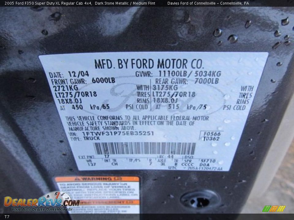 Ford Color Code T7 Dark Stone Metallic