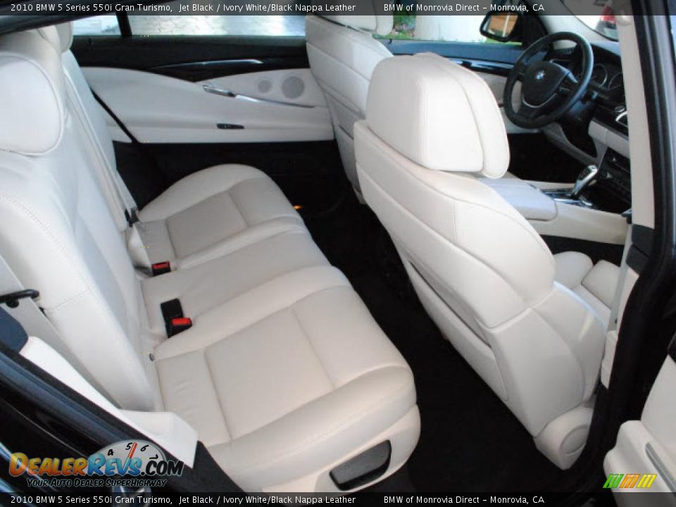 Ivory White/Black Nappa Leather Interior - 2010 BMW 5 Series 550i Gran Turismo Photo #5