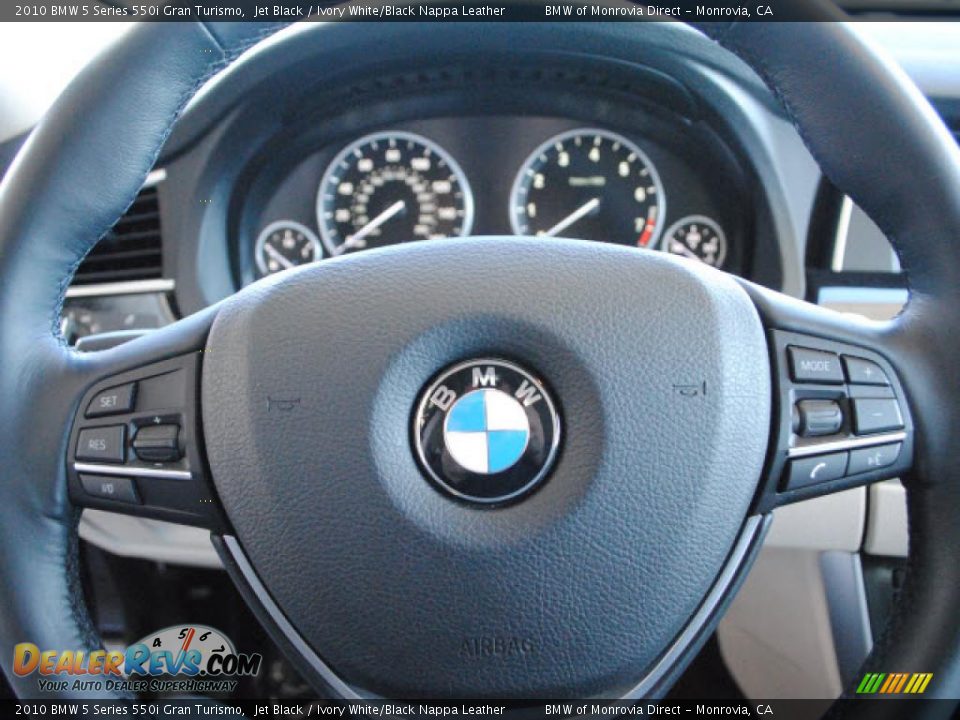 2010 BMW 5 Series 550i Gran Turismo Jet Black / Ivory White/Black Nappa Leather Photo #20