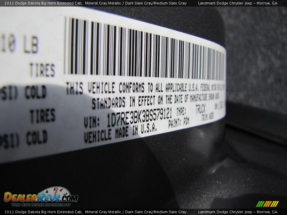 2011 Dodge Dakota Big Horn Extended Cab Mineral Gray Metallic / Dark Slate Gray/Medium Slate Gray Photo #13