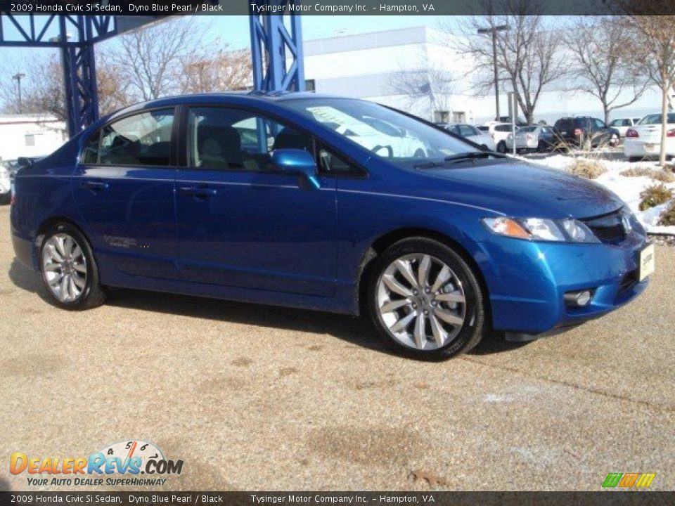 2009 Honda Civic Si Sedan Dyno Blue Pearl / Black Photo #7