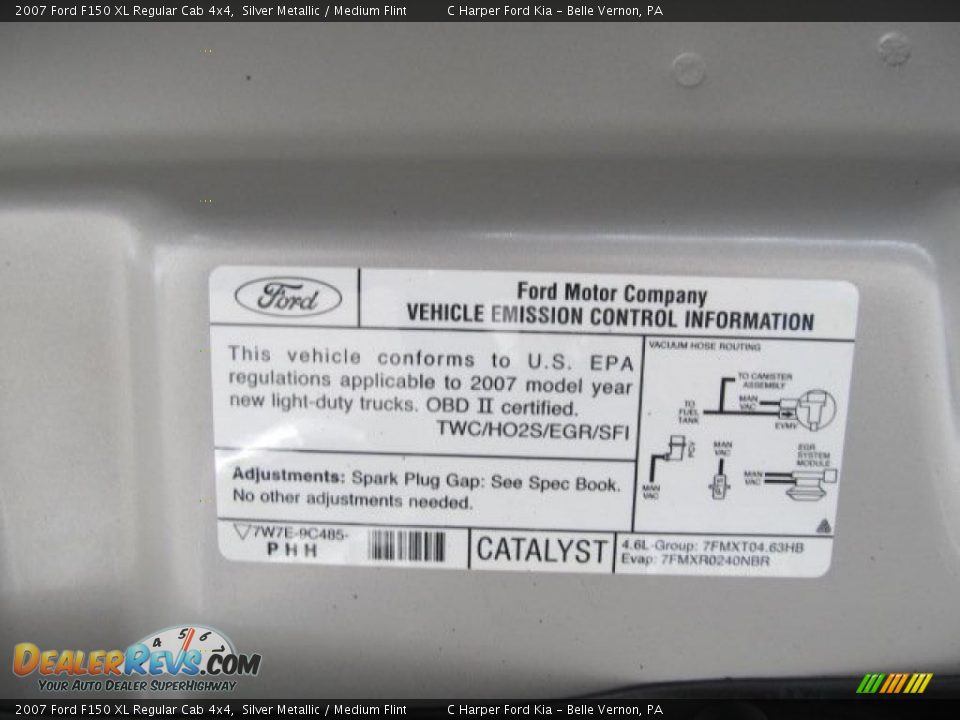 Info Tag of 2007 Ford F150 XL Regular Cab 4x4 Photo #12