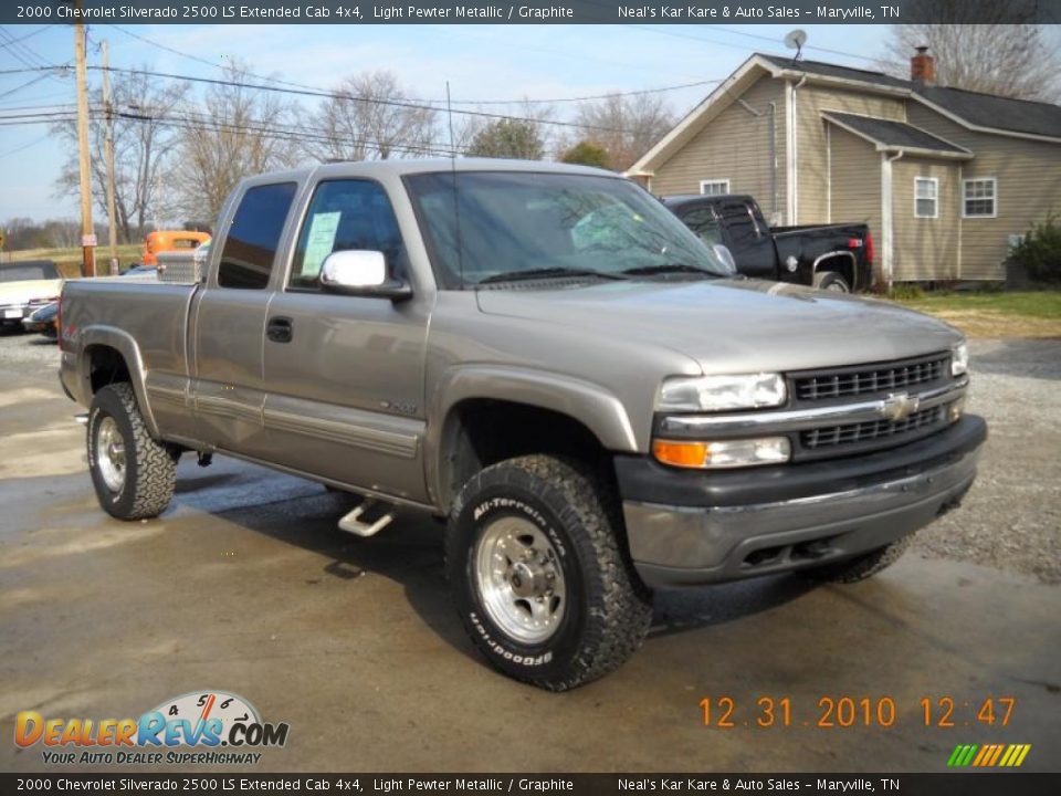 2000 Chevrolet Silverado 2500 LS Extended Cab 4x4 Light Pewter Metallic / Graphite Photo #4