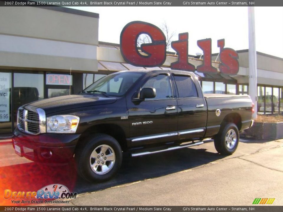 2007 Dodge Ram 1500 Laramie Quad Cab 4x4 Brilliant Black Crystal Pearl / Medium Slate Gray Photo #1