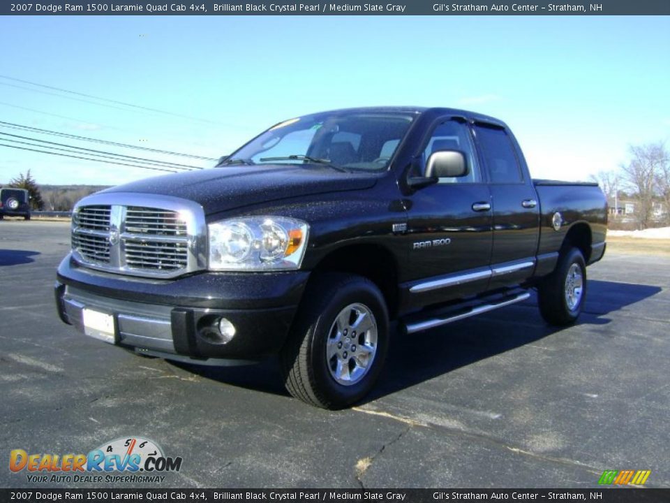 2007 Dodge Ram 1500 Laramie Quad Cab 4x4 Brilliant Black Crystal Pearl / Medium Slate Gray Photo #3