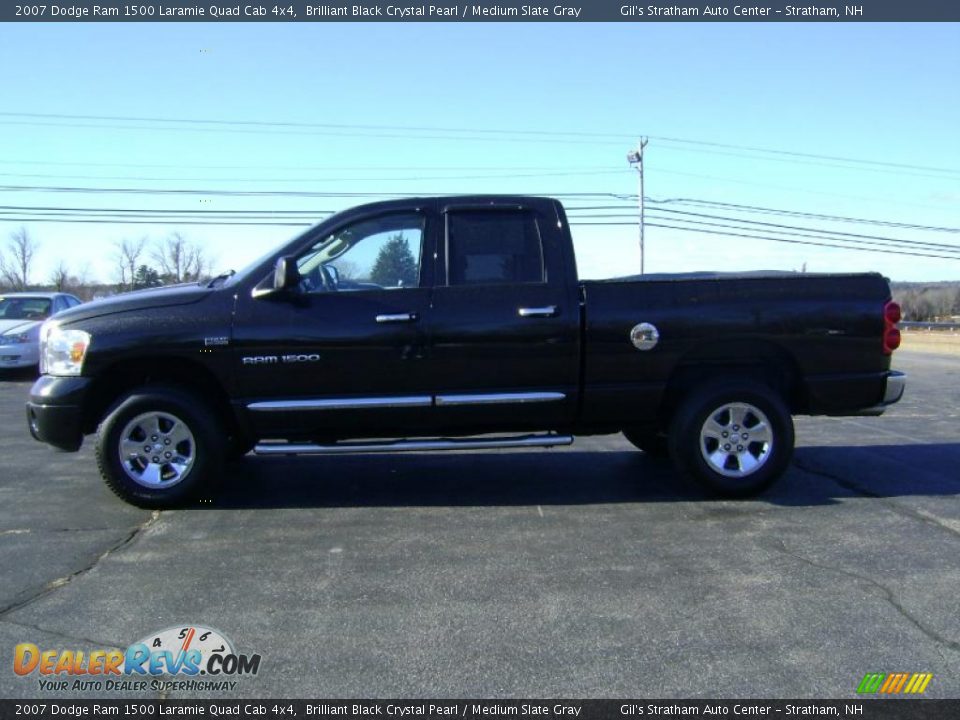 2007 Dodge Ram 1500 Laramie Quad Cab 4x4 Brilliant Black Crystal Pearl / Medium Slate Gray Photo #4