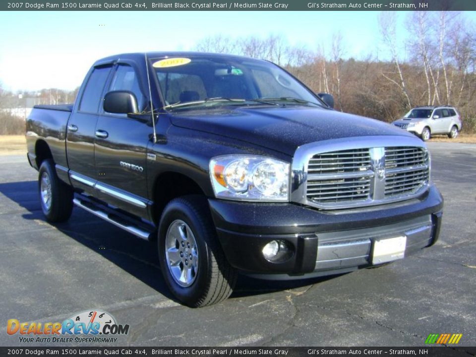 2007 Dodge Ram 1500 Laramie Quad Cab 4x4 Brilliant Black Crystal Pearl / Medium Slate Gray Photo #9