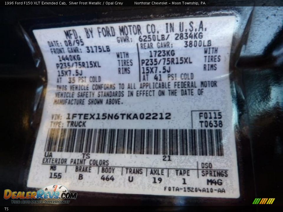 Ford Color Code TS Silver Frost Metallic