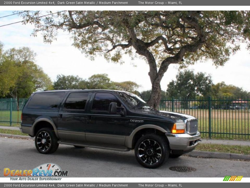 2000 Ford Excursion Limited 4x4 Dark Green Satin Metallic / Medium Parchment Photo #15