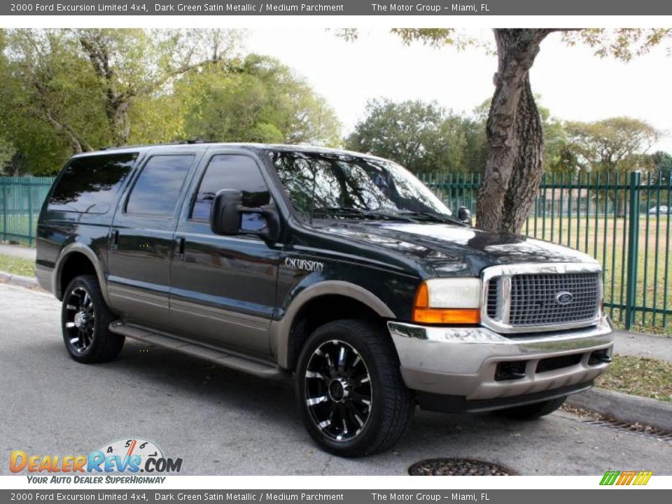 2000 Ford Excursion Limited 4x4 Dark Green Satin Metallic / Medium Parchment Photo #16