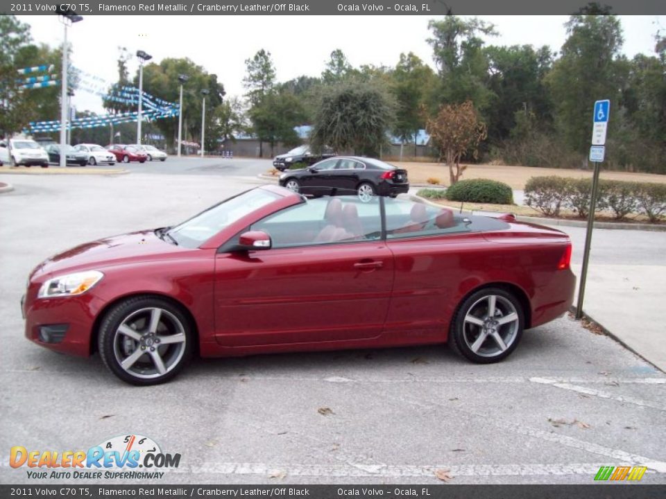 2011 Volvo C70 T5 Flamenco Red Metallic / Cranberry Leather/Off Black Photo #4