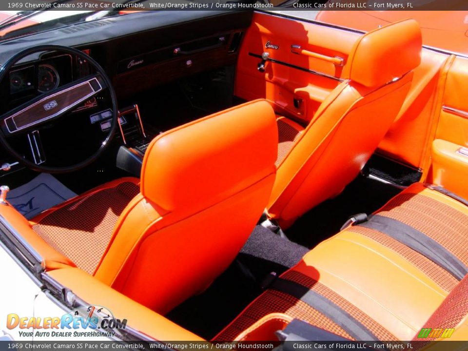 1969 Chevrolet Camaro SS Pace Car Convertible White/Orange Stripes / Orange Houndstooth Photo #11