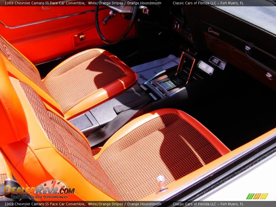 1969 Chevrolet Camaro SS Pace Car Convertible White/Orange Stripes / Orange Houndstooth Photo #27
