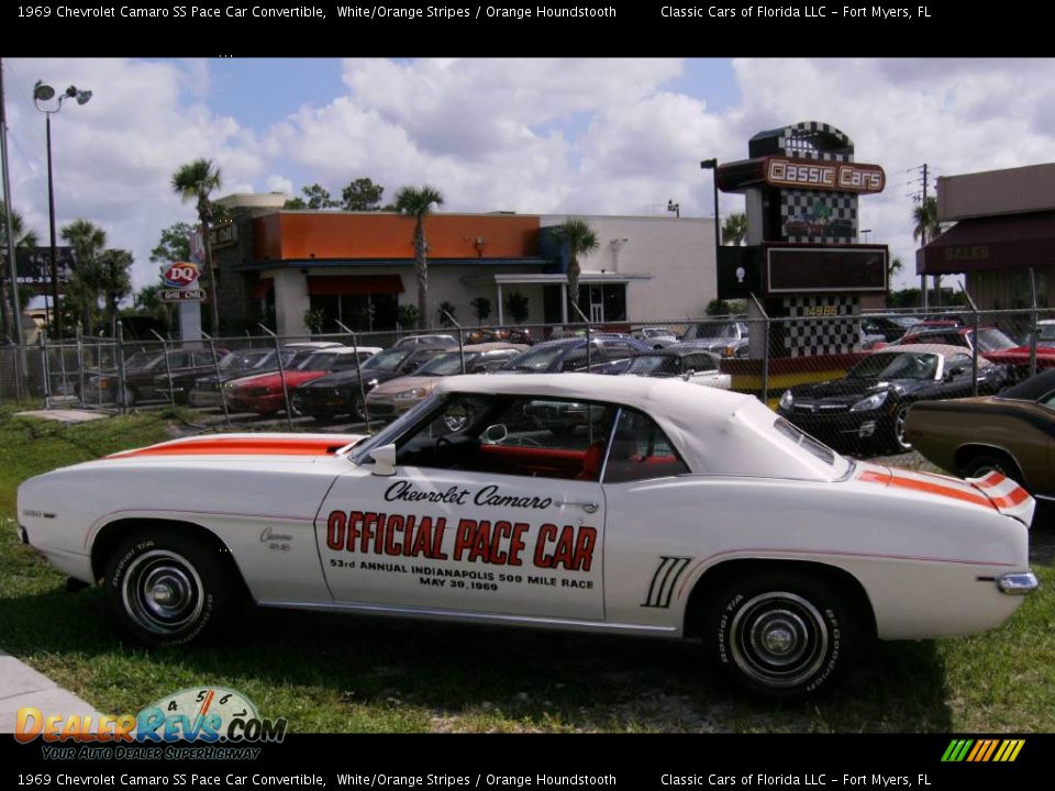 1969 Chevrolet Camaro SS Pace Car Convertible White/Orange Stripes / Orange Houndstooth Photo #28