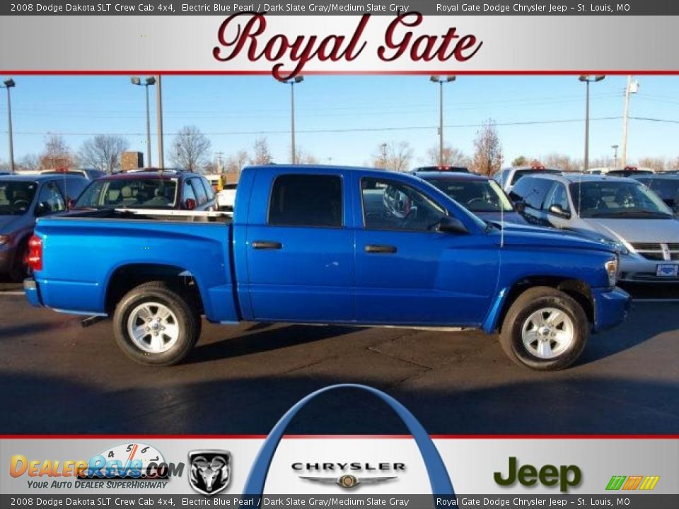 2008 Dodge Dakota SLT Crew Cab 4x4 Electric Blue Pearl / Dark Slate Gray/Medium Slate Gray Photo #1