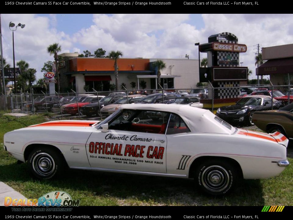 1969 Chevrolet Camaro SS Pace Car Convertible White/Orange Stripes / Orange Houndstooth Photo #33