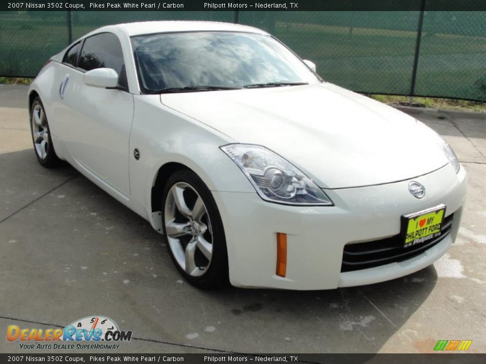 2007 Nissan 350Z Coupe Pikes Peak White Pearl / Carbon Photo #1