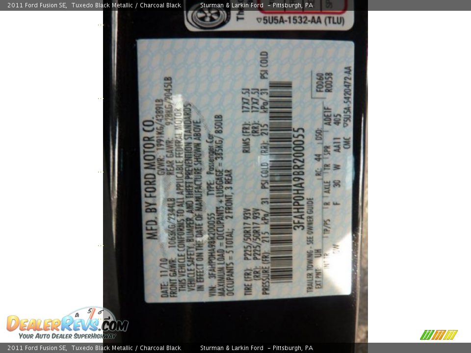 2011 Ford Fusion SE Tuxedo Black Metallic / Charcoal Black Photo #14