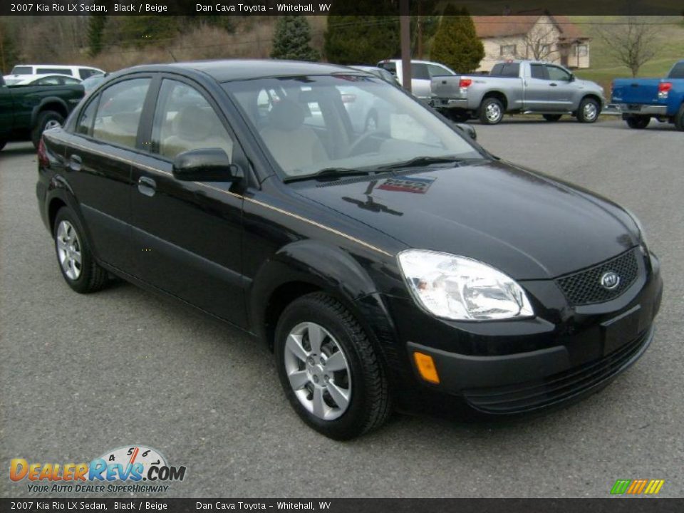 2007 Kia Rio LX Sedan Black / Beige Photo #1