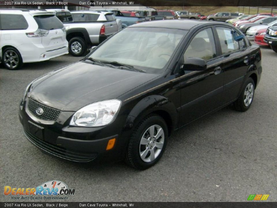 2007 Kia Rio LX Sedan Black / Beige Photo #3