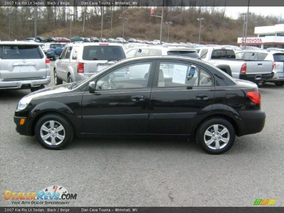 2007 Kia Rio LX Sedan Black / Beige Photo #4