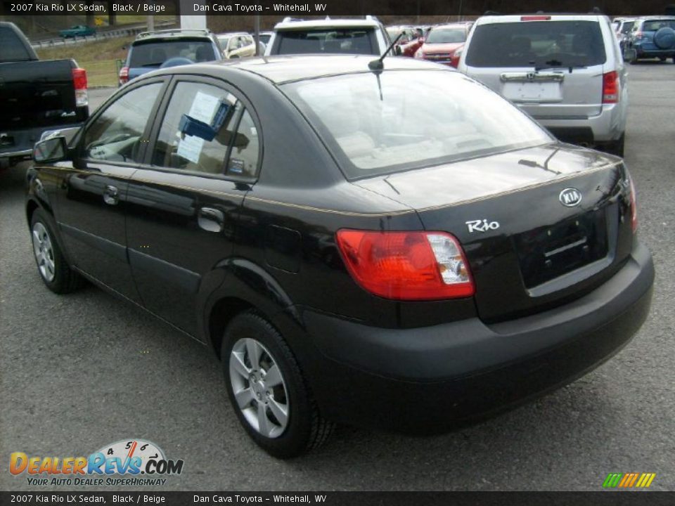 2007 Kia Rio LX Sedan Black / Beige Photo #5