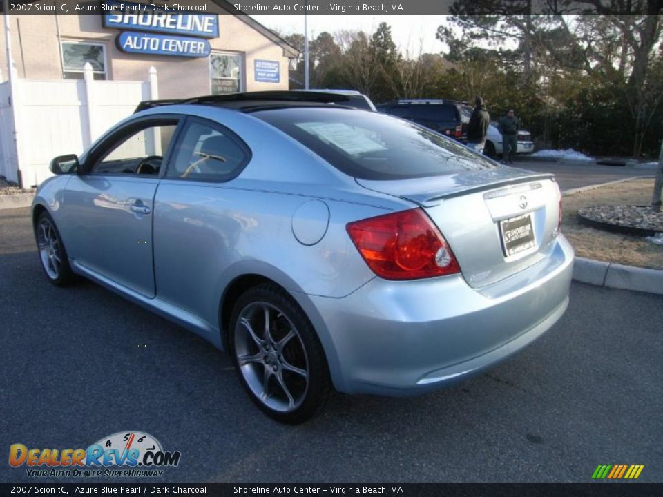 2007 Scion tC Azure Blue Pearl / Dark Charcoal Photo #3