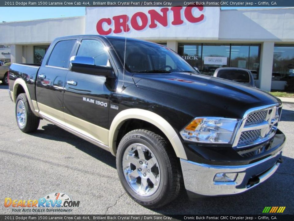 2011 Dodge Ram 1500 Laramie Crew Cab 4x4 Brilliant Black Crystal Pearl / Dark Slate Gray Photo #1