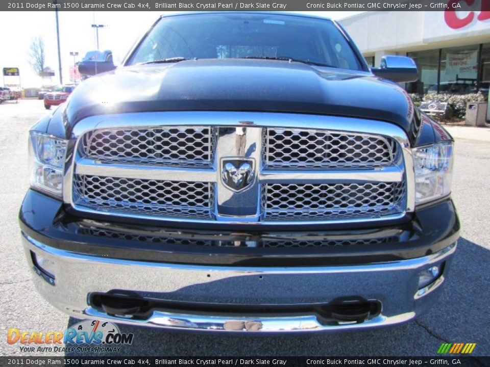 2011 Dodge Ram 1500 Laramie Crew Cab 4x4 Brilliant Black Crystal Pearl / Dark Slate Gray Photo #2